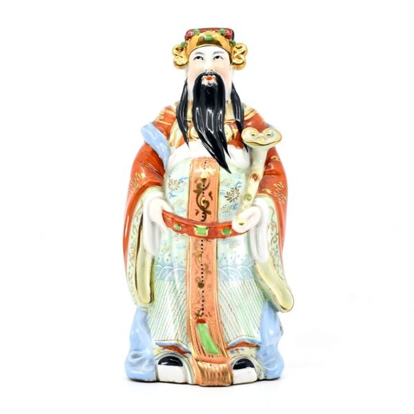 Vintage Chinese Porcelain Deity Figure Gilt