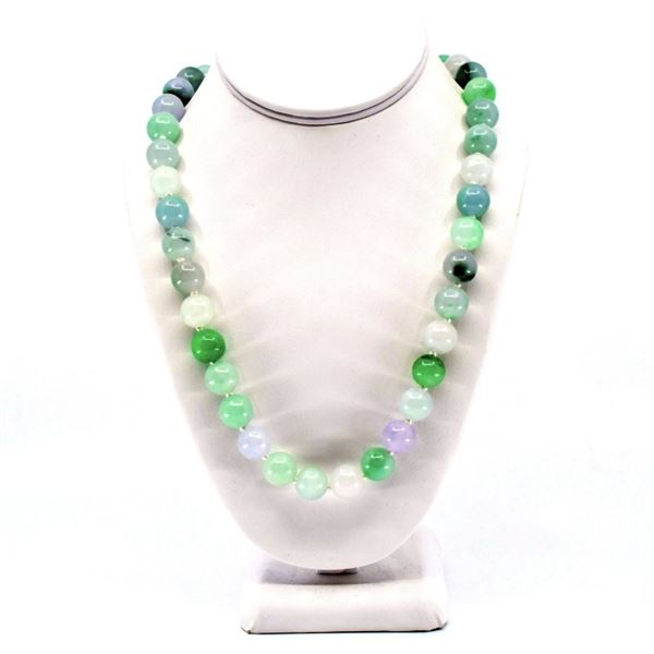 Fine Multicolor Jadeite & 1.15ct Diamond Necklace