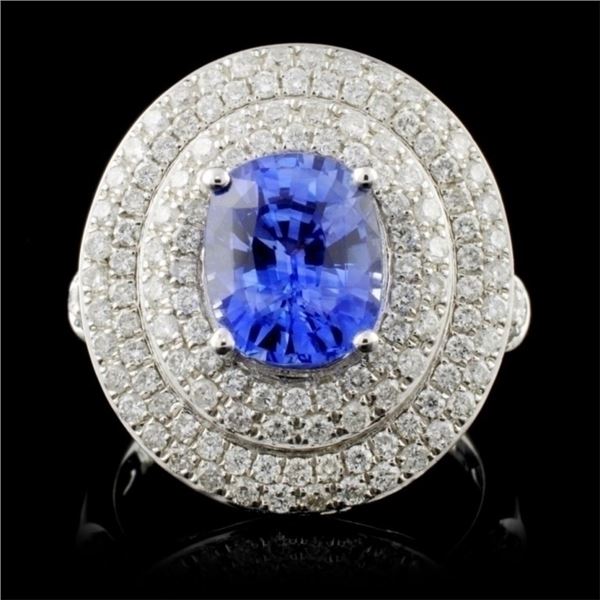 18K White Gold 2.50ct Sapphire & 1.30ct Diamond Ri