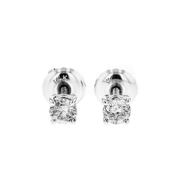 14K White Gold 0.40ctw Round Diamond Stud Earrings