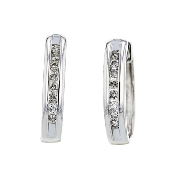 14K White Gold 0.30ctw Diamond Hoop Earrings