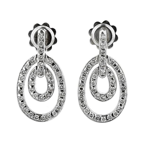18K White Gold 0.95ctw Diamond Earrings