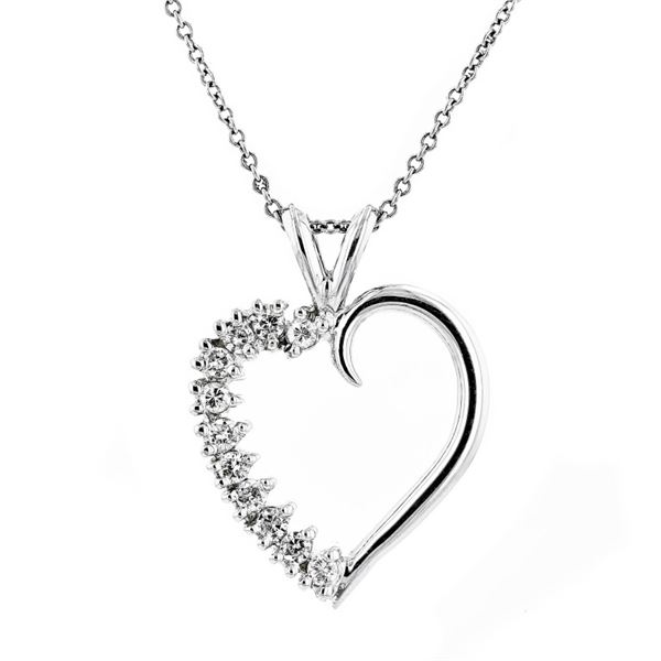 14K White Gold 0.20ctw Diamond Heart Pendant