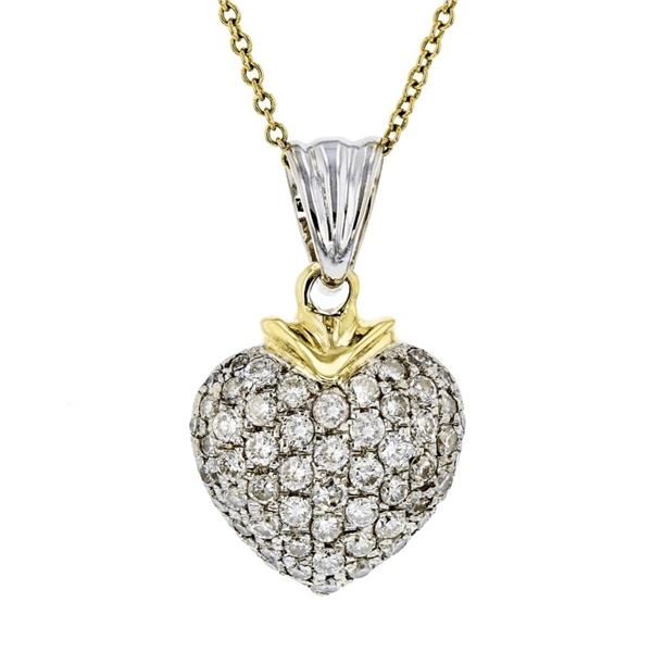 18K Two-Tone Gold 0.90ctw Diamond Pendant
