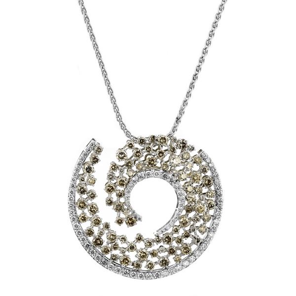 18K White Gold 6.40ctw Fancy Diamond Pendant