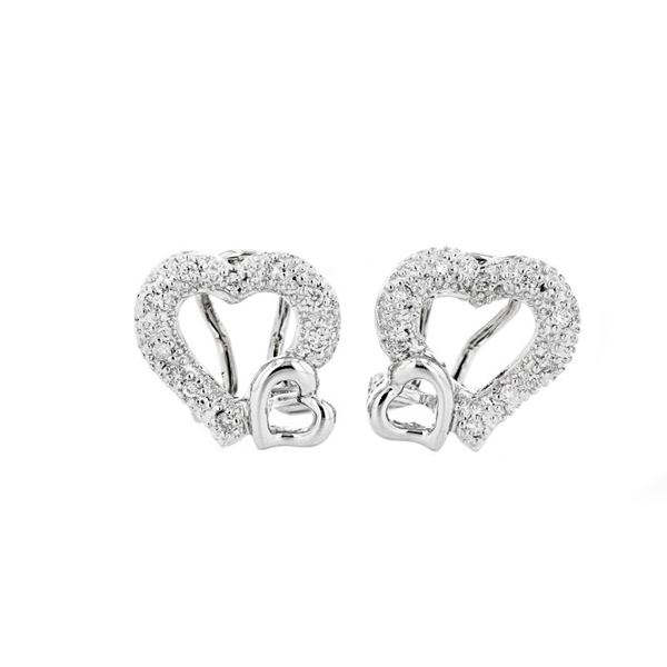 18K White Gold 0.15ctw Diamond Heart Earrings