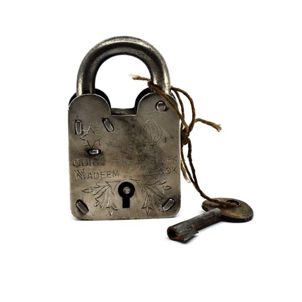 Antique Gurj Nadeem No. 2 Padlock & Key