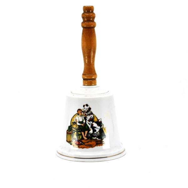 Norman Rockwell Porcelain Bell Wood Handle