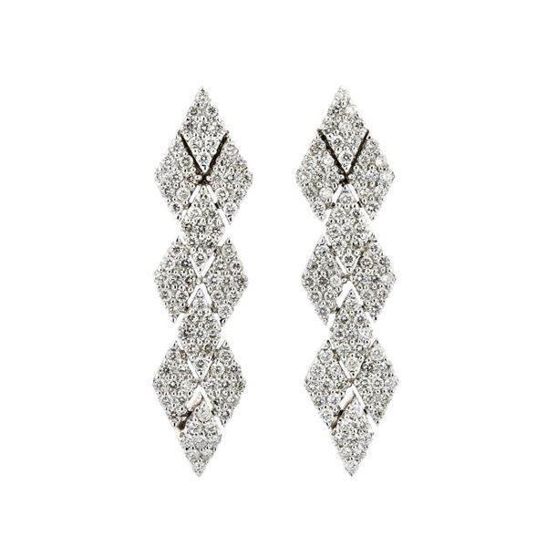 18K White Gold 1.70ctw Diamond Dangling Earrings