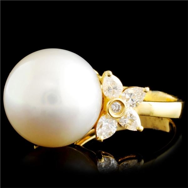 18K Gold 16.00MM Pearl & 1.25ctw Diamond Ring