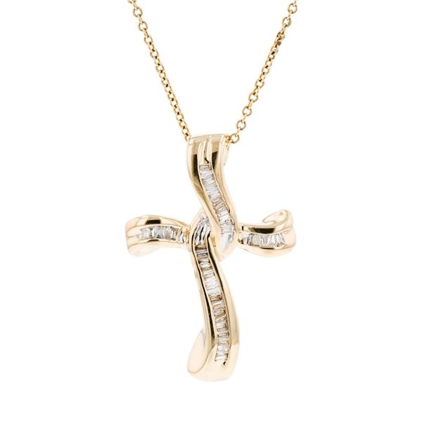 14K White Gold 0.45ctw Diamond Cross Pendant