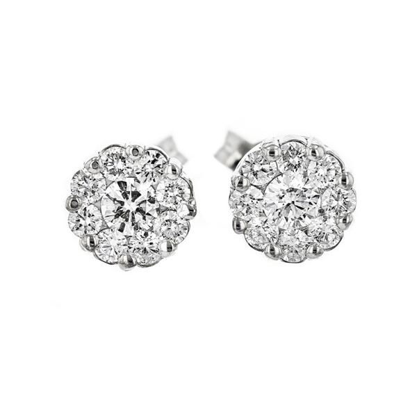 14K White Gold 0.95ctw Diamond Earrings