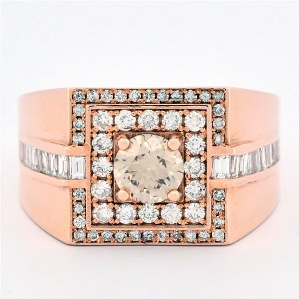 18K Rose Gold 2.00ct Diamond Gents Ring