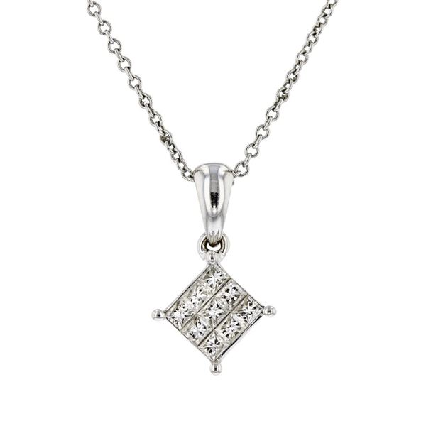 18K White Gold 0.35ctw Princess Diamond Pendant