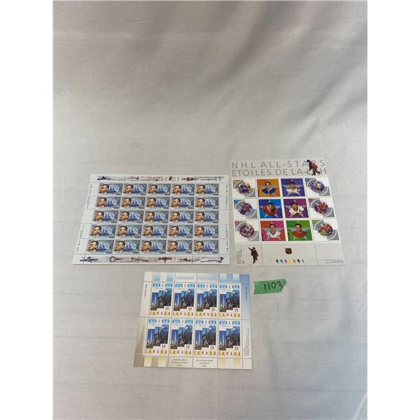 Canada Post NHL All-Stars, Alberta & Roué Mint Stamp Sheets