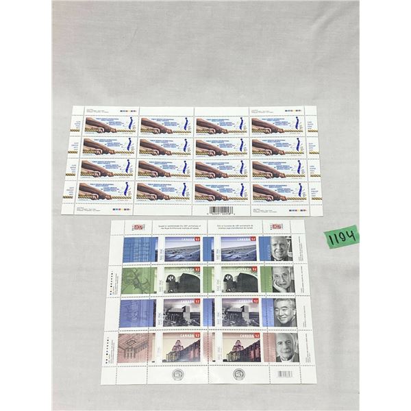 Two Sheets of Canada Commemorative Postage Stamps (48¢ & 52¢)