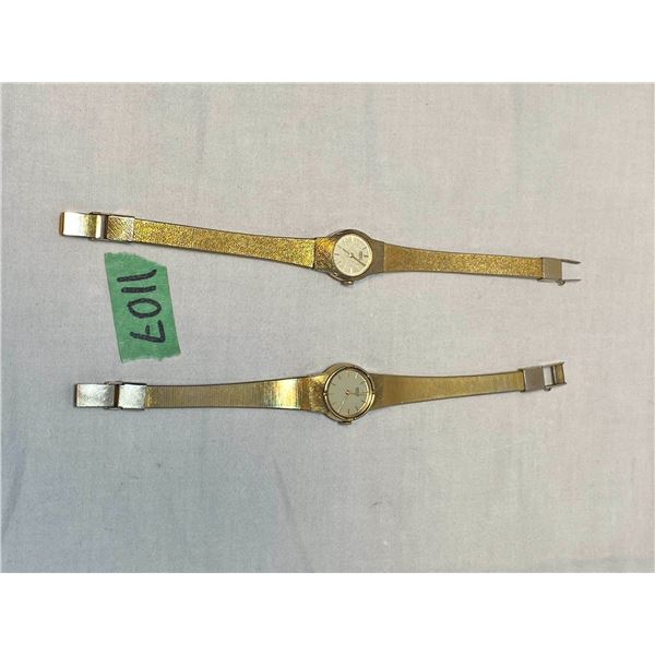 Two Seiko Gold-Tone Ladies Quartz Wristwatches