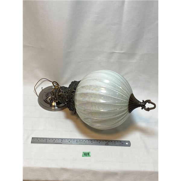 Vintage Iridescent Ribbed Glass Hanging Swag Lamp