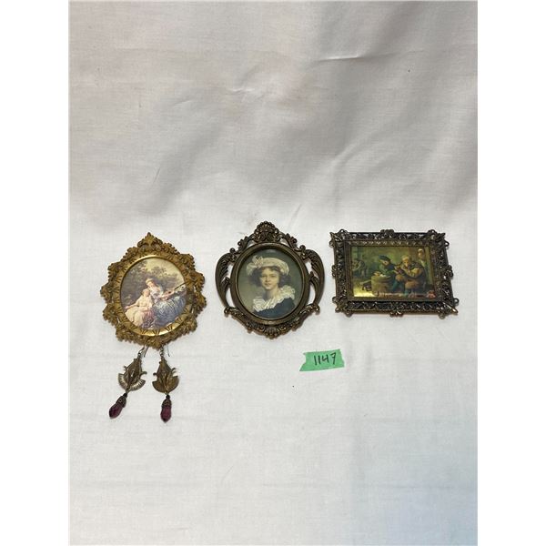 Vintage Italian Miniature Frames and Egyptian Revival Earrings