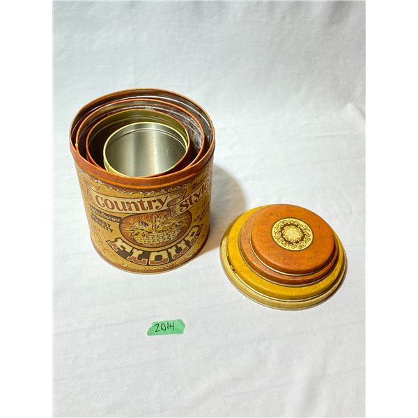 Vintage Country Style 4-Piece Nesting Kitchen Canister Tin Set