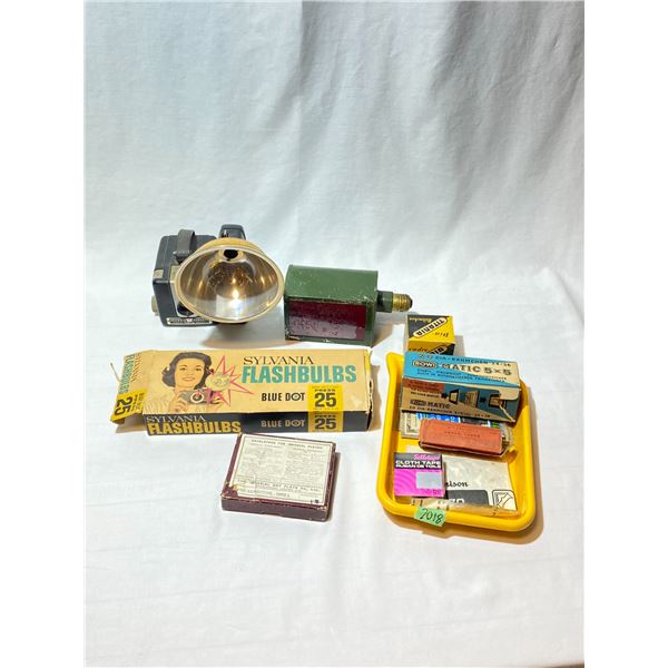 Kodak Brownie Hawkeye Camera, Safelight Lamp & Darkroom Supplies