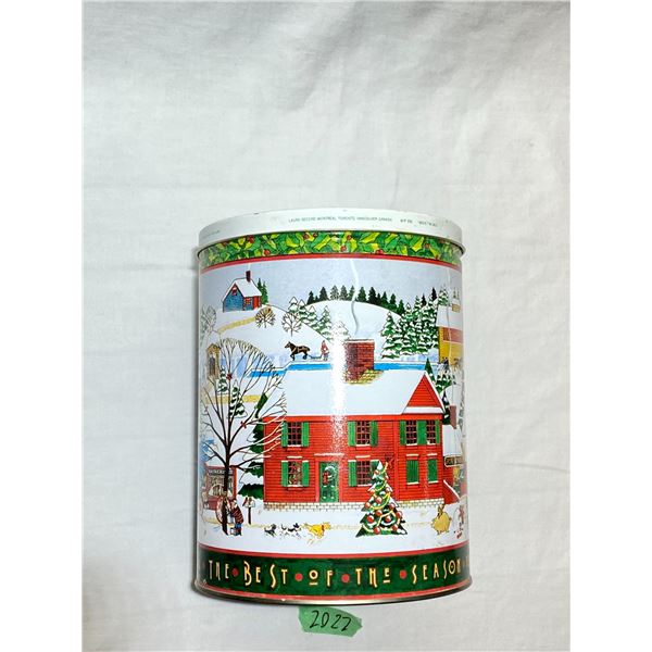Vintage Laura Secord Winter Scene Popcorn Advertising Tin