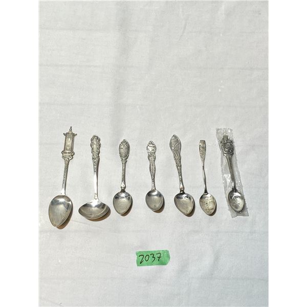 7 Sterling Silver Souvenir & Collector Spoons