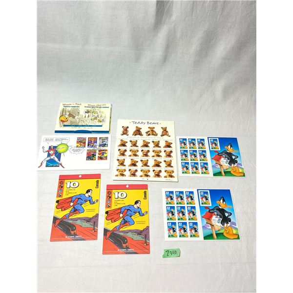 Canada & US Superheroes and Cartoon Character Stamp Lot