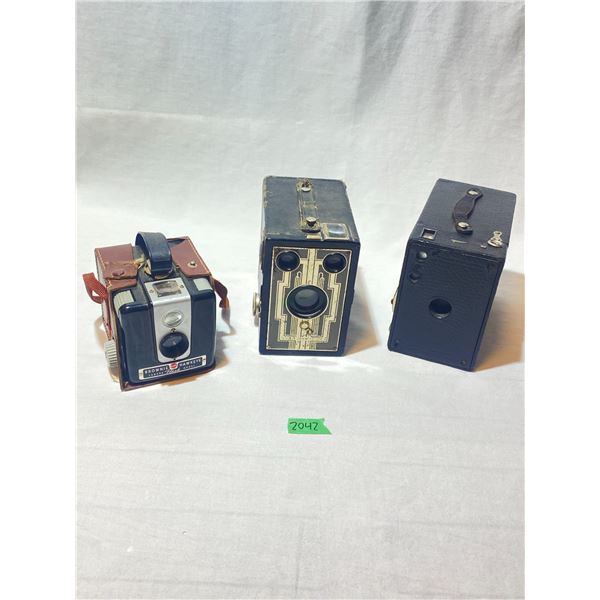 3 Vintage Kodak & Art Deco Box Cameras