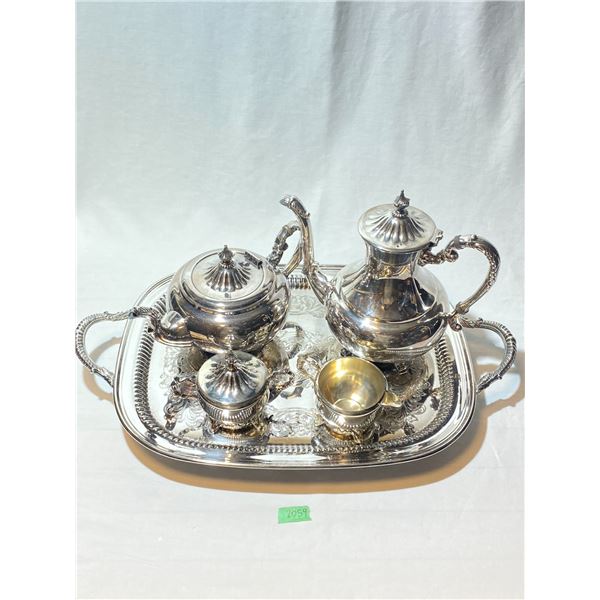 Edinborough Plate 5-Piece Silver Plated Tea & Coffee Set with Tray