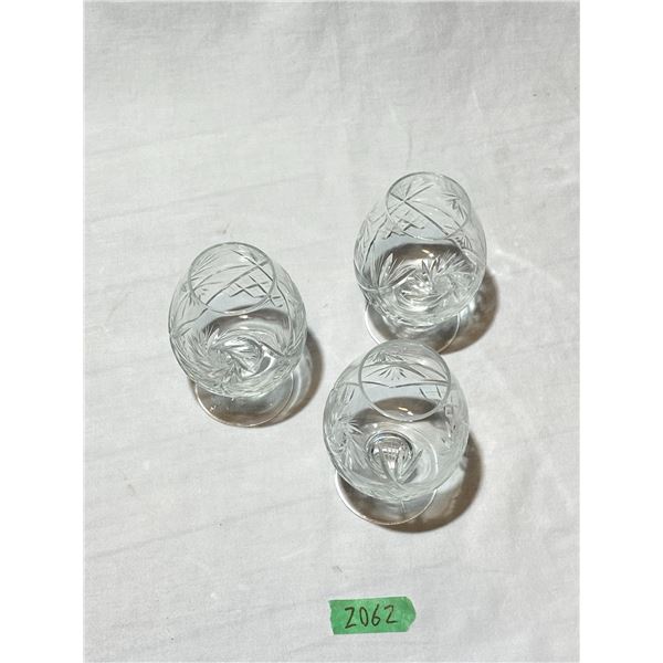 Set of 3 Cut Crystal Brandy Snifters