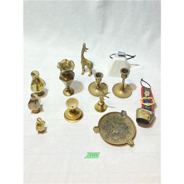 Vintage Brass Decorative Figures, Candlesticks & Bells Lot