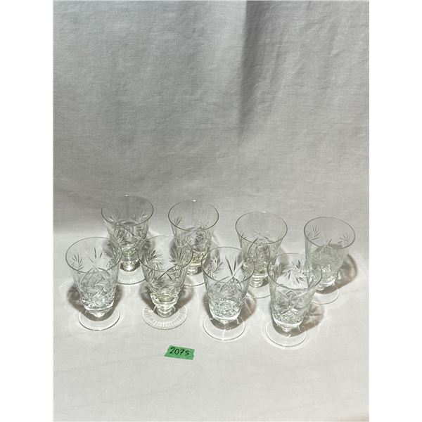 Cut Crystal Footed Tumblers with Starburst Motif - Set of 8