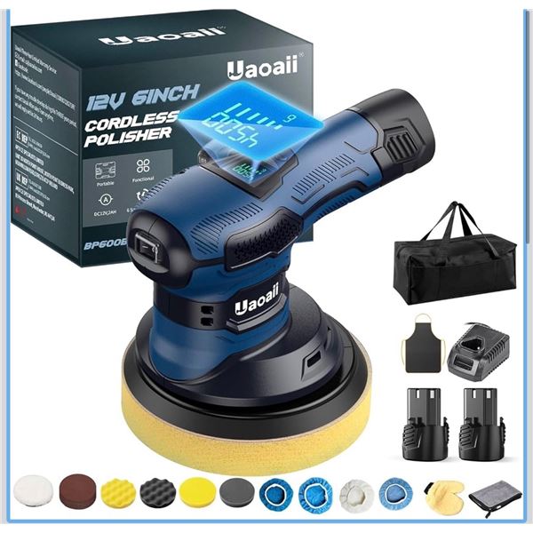 Brand New - Uaoaii 12V 6 Inch Cordless Polisher Kit with Accessories