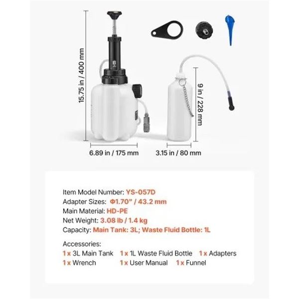 Brand New - VEVOR YS-057D Brake Bleeder Kit
