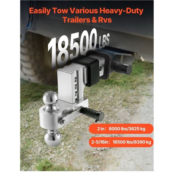 Brand New - Brand New VEVOR Adjustable Trailer Hitch – 2.5” Receiver, 4”