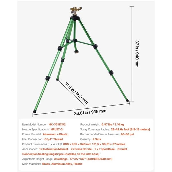 Brand New - VEVOR Tripod Sprinkler