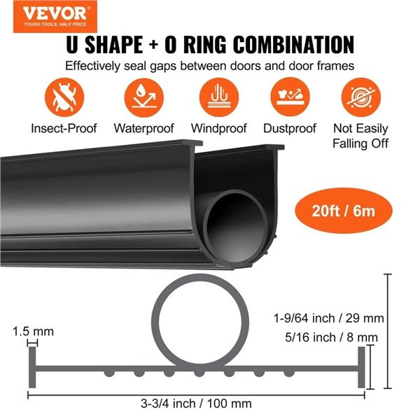 Brand New - VEVOR JN-20FT Door Seals
