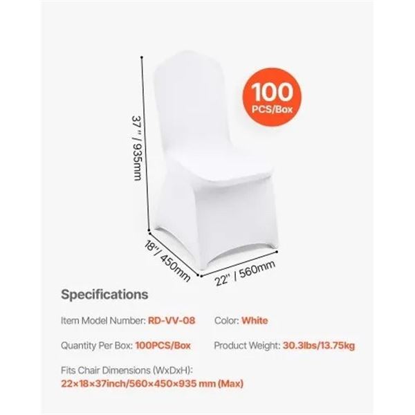 Brand New - Brand New VEVOR White Stretch Spandex Chair Covers