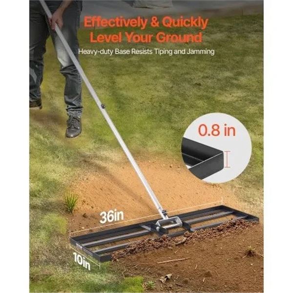 Brand New - Brand New VEVOR 36-Inch Lawn Leveling Rake with Adjustable Handle
