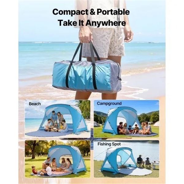 Brand New - Brand New VEVOR 6-Person Beach Tent Sun Shelter with Carrying Bag