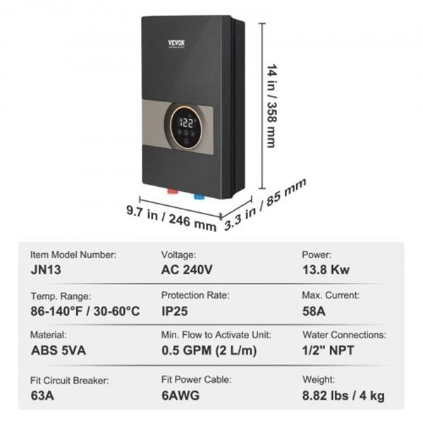 Brand New - Brand New VEVOR 13.8kW 240V Tankless Electric Water Heater