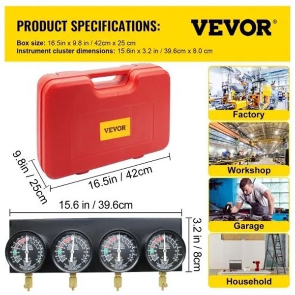 Brand New - Brand New VEVOR Motorcycle Carburetor Synchronizer Tool Kit