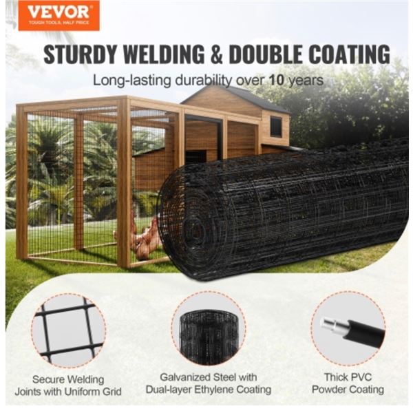 Brand New - Brand New VEVOR 24 in x 50 ft Black Welded Wire Fence 16 Gauge