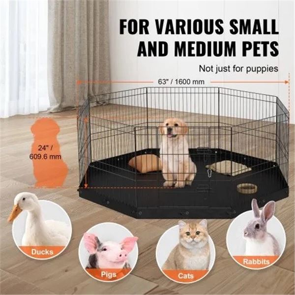 Brand New - Brand New VEVOR 24-Inch Foldable Metal Pet Playpen with Bottom Pad