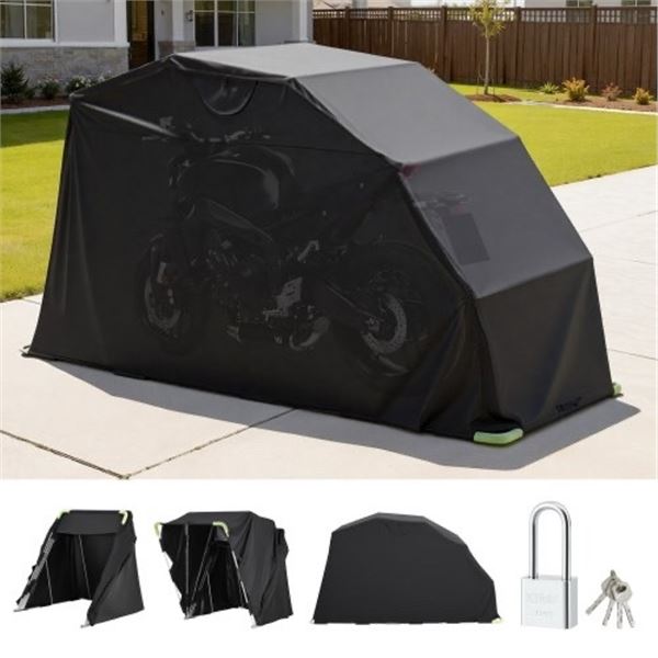 Brand New - Brand New VEVOR Flip-Up Motorcycle Storage Shelter 136 x 54 x 75 in