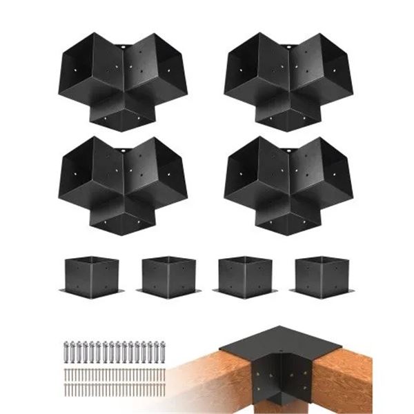 Brand New - Brand New VEVOR 6 x 6 Inch Heavy-Duty Pergola Bracket Kit – Model SSB4D4