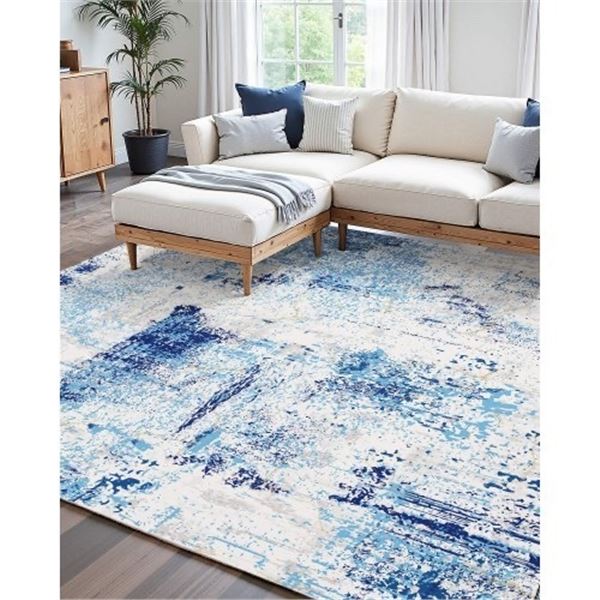 Brand New - Brand New VEVOR 5 x 7 ft Washable Blue Area Rug – Model XDFL5S-7FT