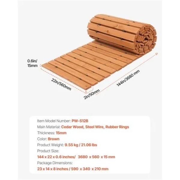 Brand New - Brand New VEVOR 12 FT × 22 IN Roll-Out Cedar Wooden Garden Pathway