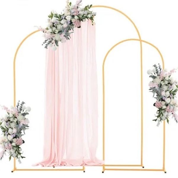 Brand New - Brand New VEVOR Gold Wedding Arch Backdrop Stand Set – 7.2/6.6/6 FT